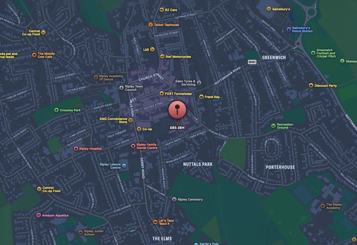 Ink Erase location — 3 Wellington Street, Ripley, Nottingham DE5 3EH